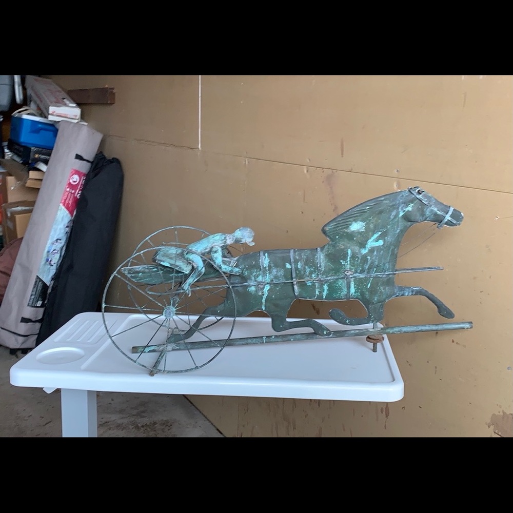 Authentic copper Sulky Rider Weather Vane - Picture 7 of 14